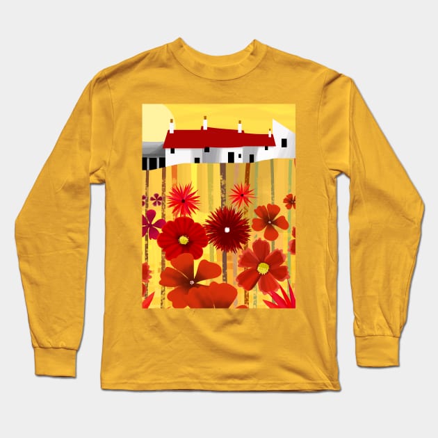 Field of Red Flowers Long Sleeve T-Shirt by Scratch